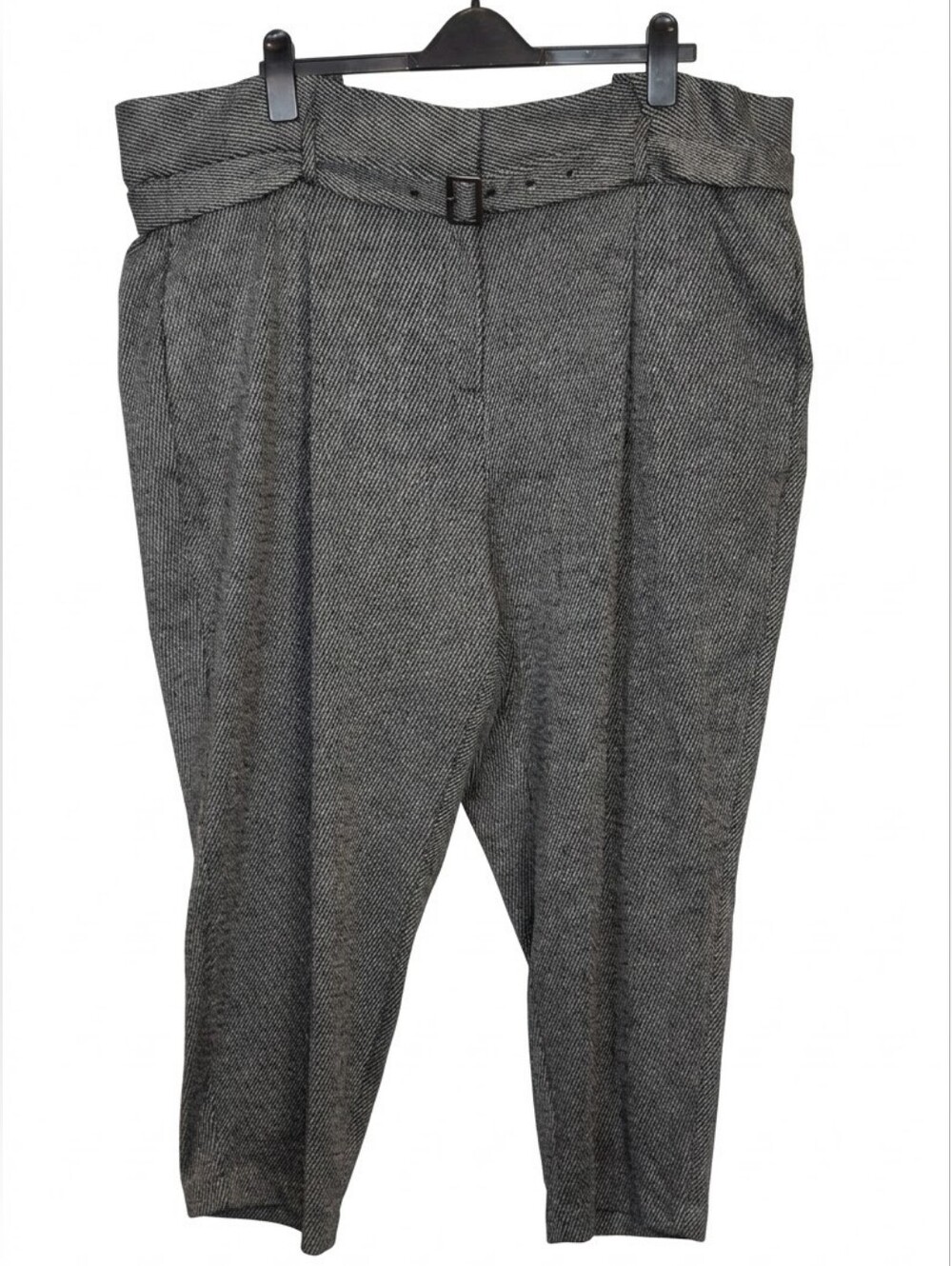 NEW Jones New York Plus Size 24W Grace Ankle Trousers Black Grey Belted Pants